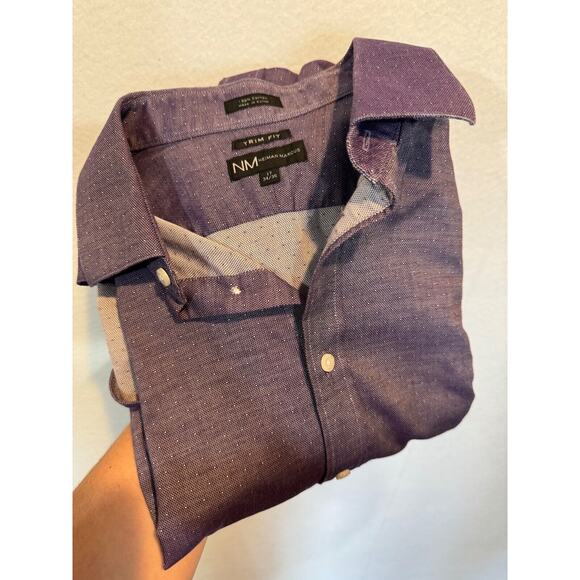 Neiman Marcus Mens Large Purple Trim Fit Button Up Shirt 17 34/35 * - Picture 13 of 13